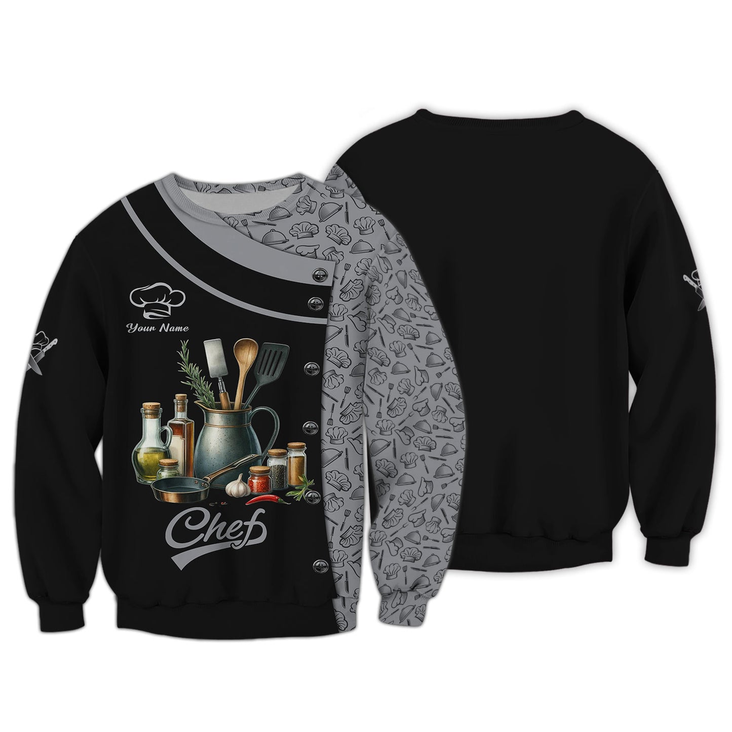 Camisetas de chef personalizadas: diseño de herramientas de cocina clásicas para chefs gourmet