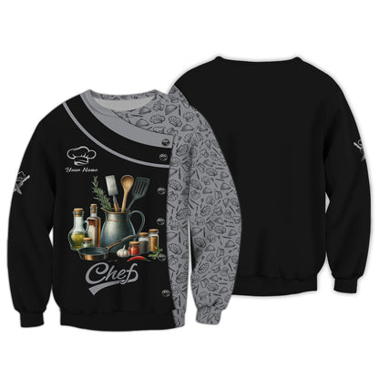 Personalized Chef Shirts - Classic Cooking Tools Design for Gourmet Chefs