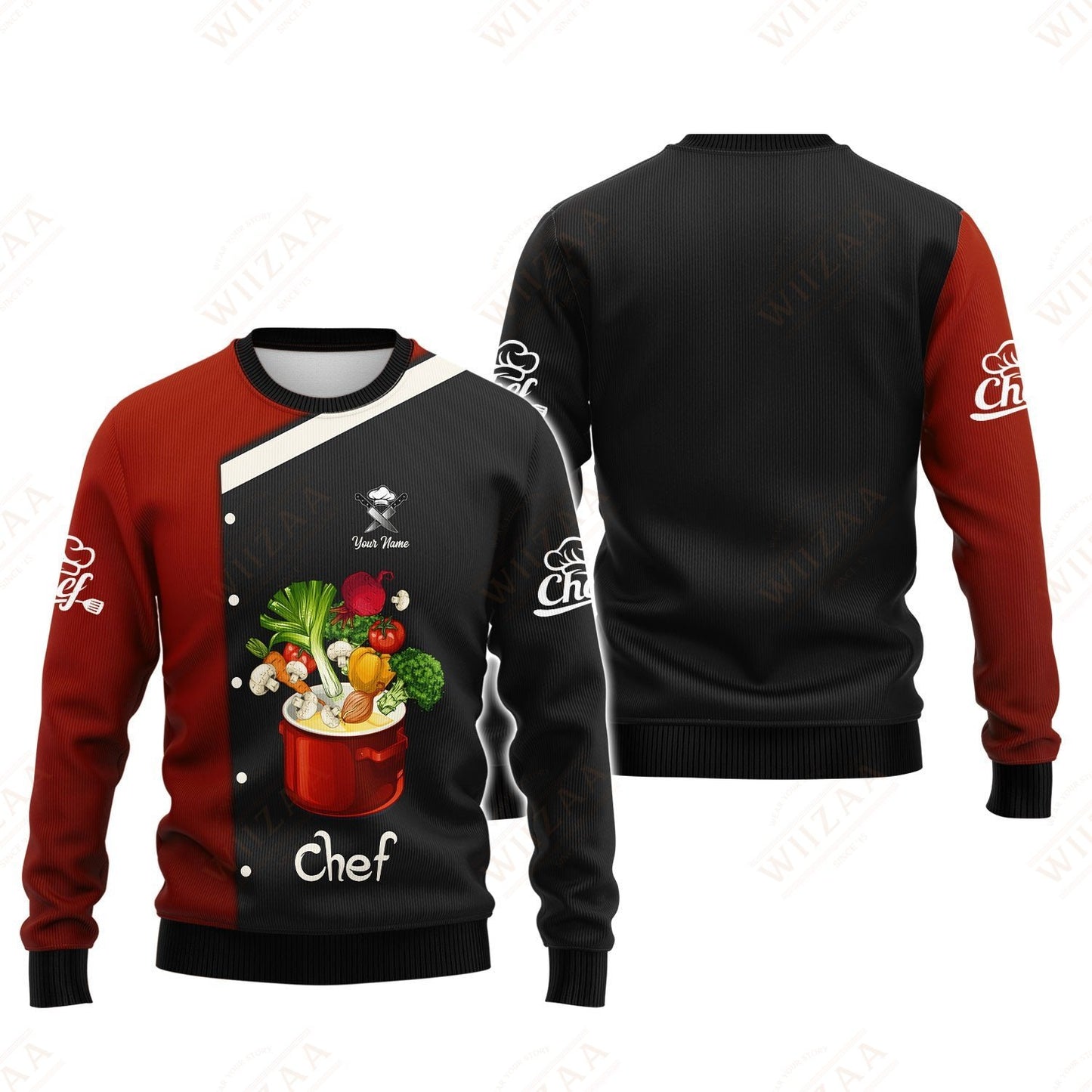 Camiseta de chef personalizada: elegante camiseta culinaria con estampado de verduras vibrantes para amantes de la comida