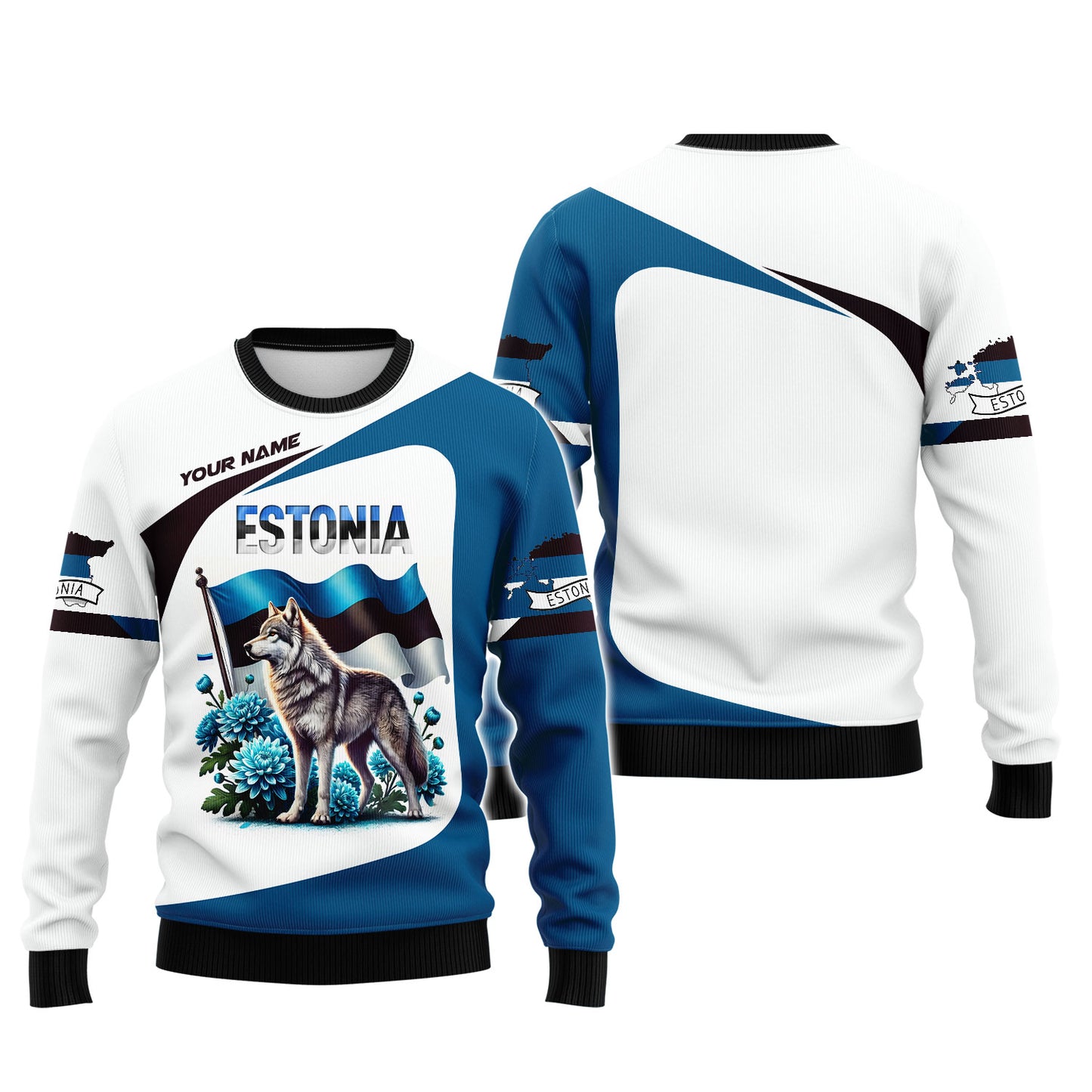 Camiseta de Estonia con impresión 3D completa y nombre personalizado como regalo para los amantes de Estonia