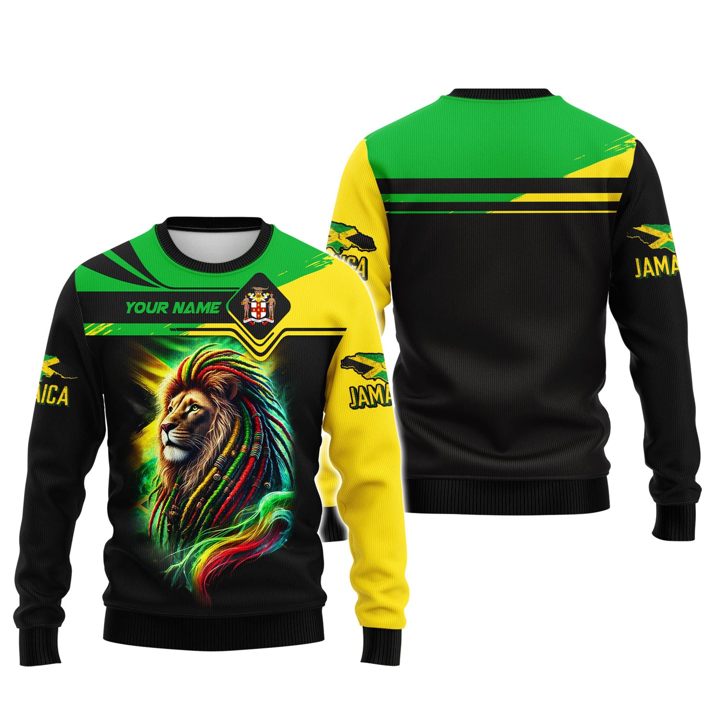 T-shirt personnalisé avec nom 3D du Lion de la Jamaïque, cadeau personnalisé pour les amoureux jamaïcains