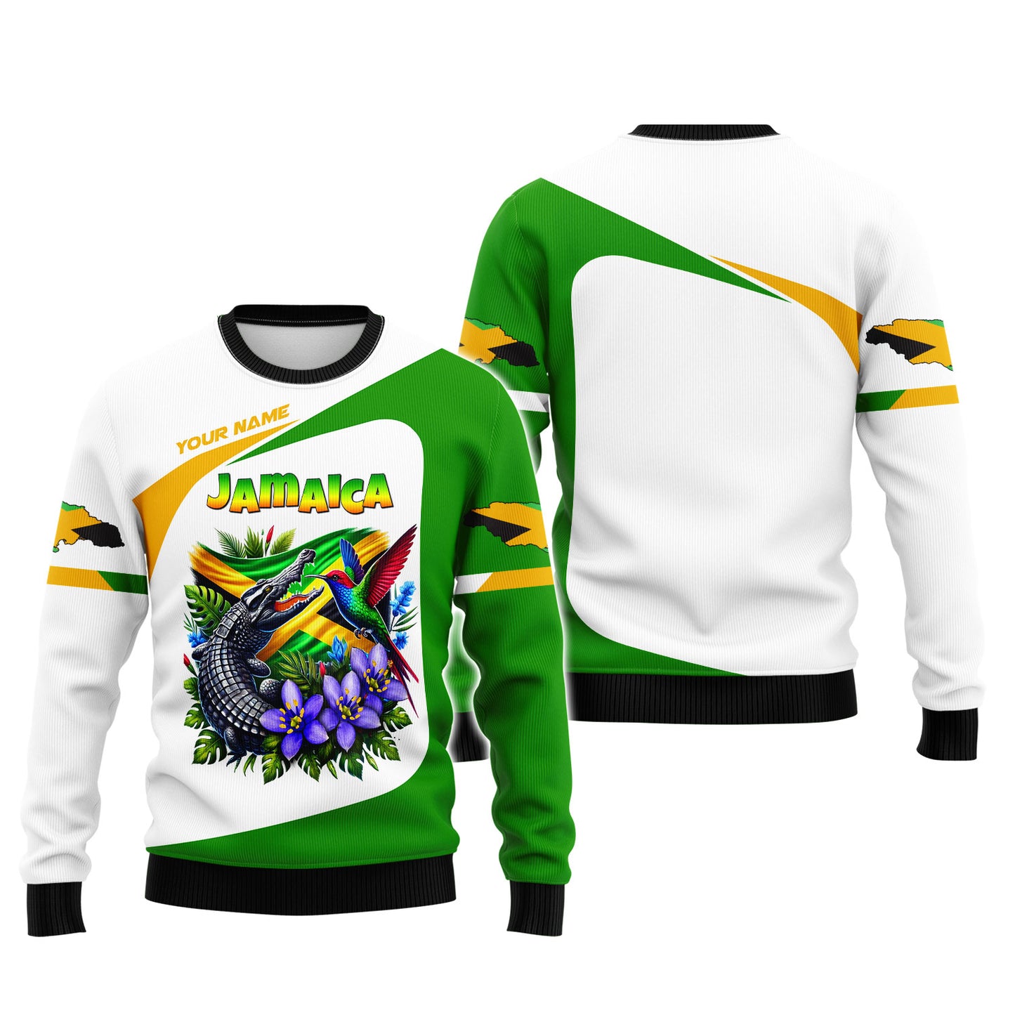 Camiseta personalizada con nombre 3D de mascotas con la bandera de Jamaica, regalo personalizado para amantes de Jamaica