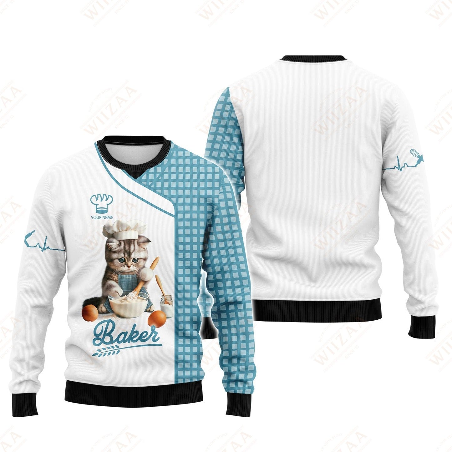 Camiseta de panadero personalizada: diseño caprichoso de panadero con forma de gato | Prendas de cocina exclusivas para amantes de los gatos culinarios