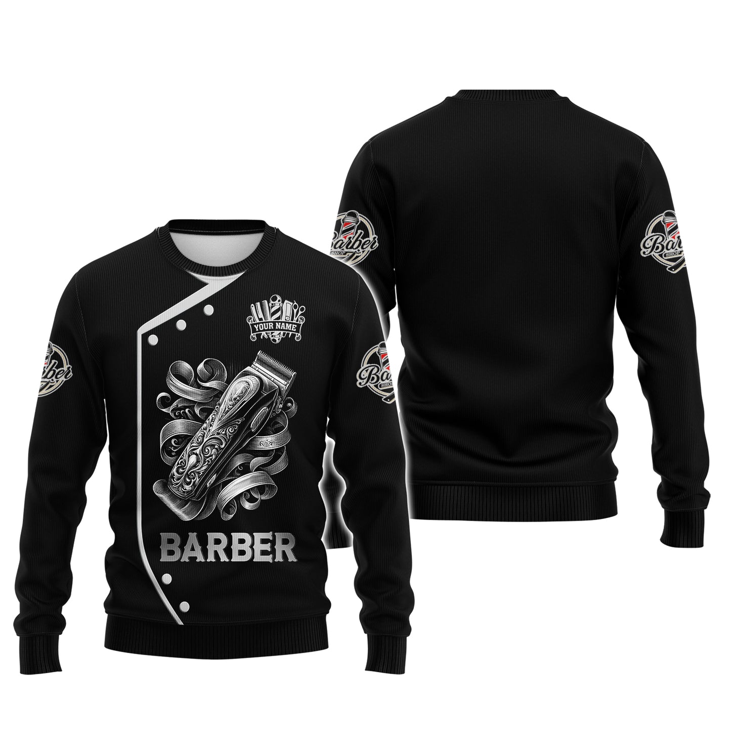 Camiseta con tatuaje 3D de cortadora de pelo, camisetas personalizadas de barbería, regalo para barbero