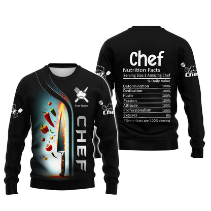 Cuchillo de chef y verduras Camisetas 3D Cuchillos de cocina Camiseta personalizada