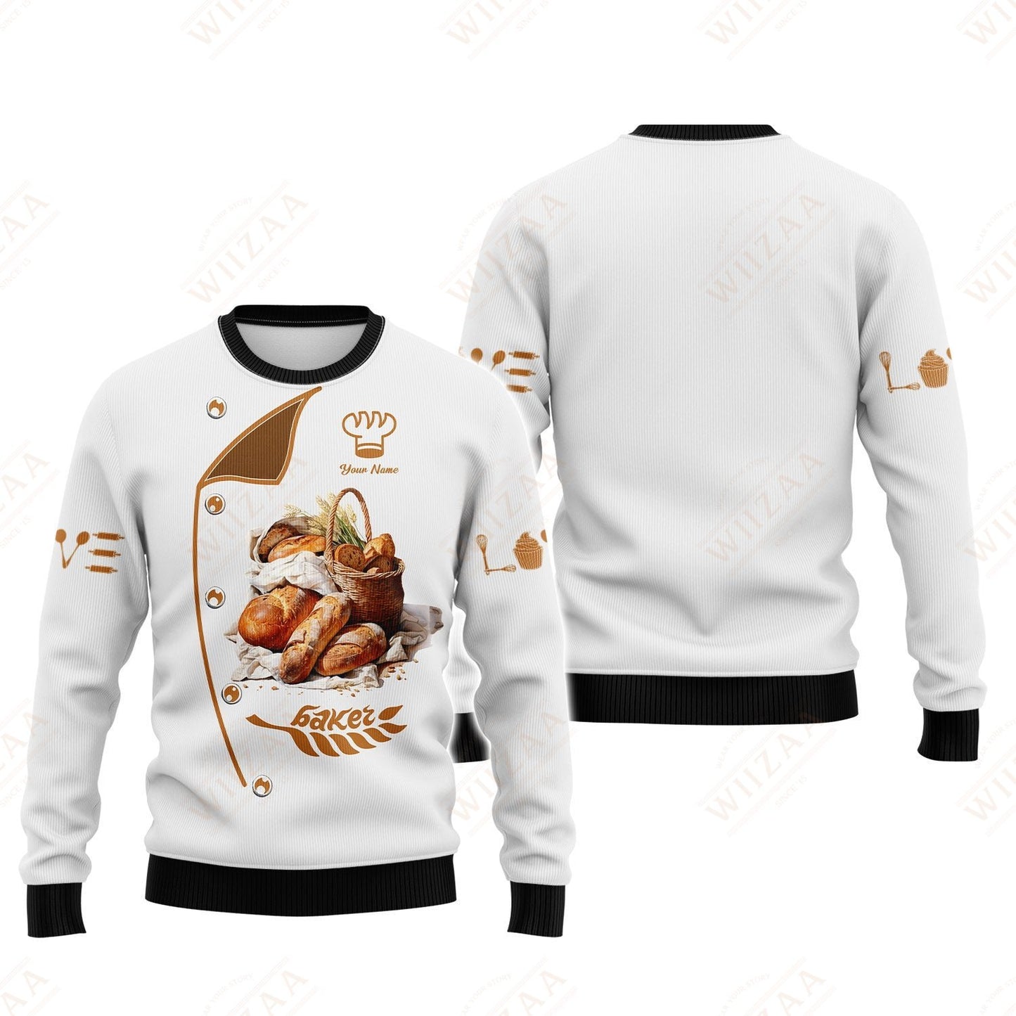 Personalized Baker Shirt – Freshly Baked Bread & Golden Wheat Motif