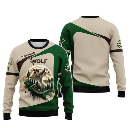 3D Full Print The Wolf With Jungle Shirt Personalized Name Gift For Wolves Lovers