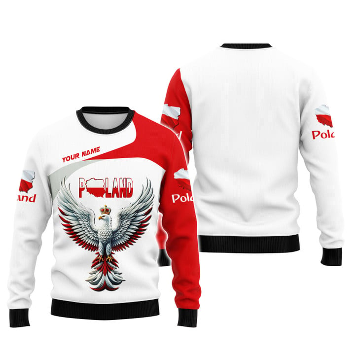 Personalized Poland Pride Shirt - Crowned White Eagle in Flight