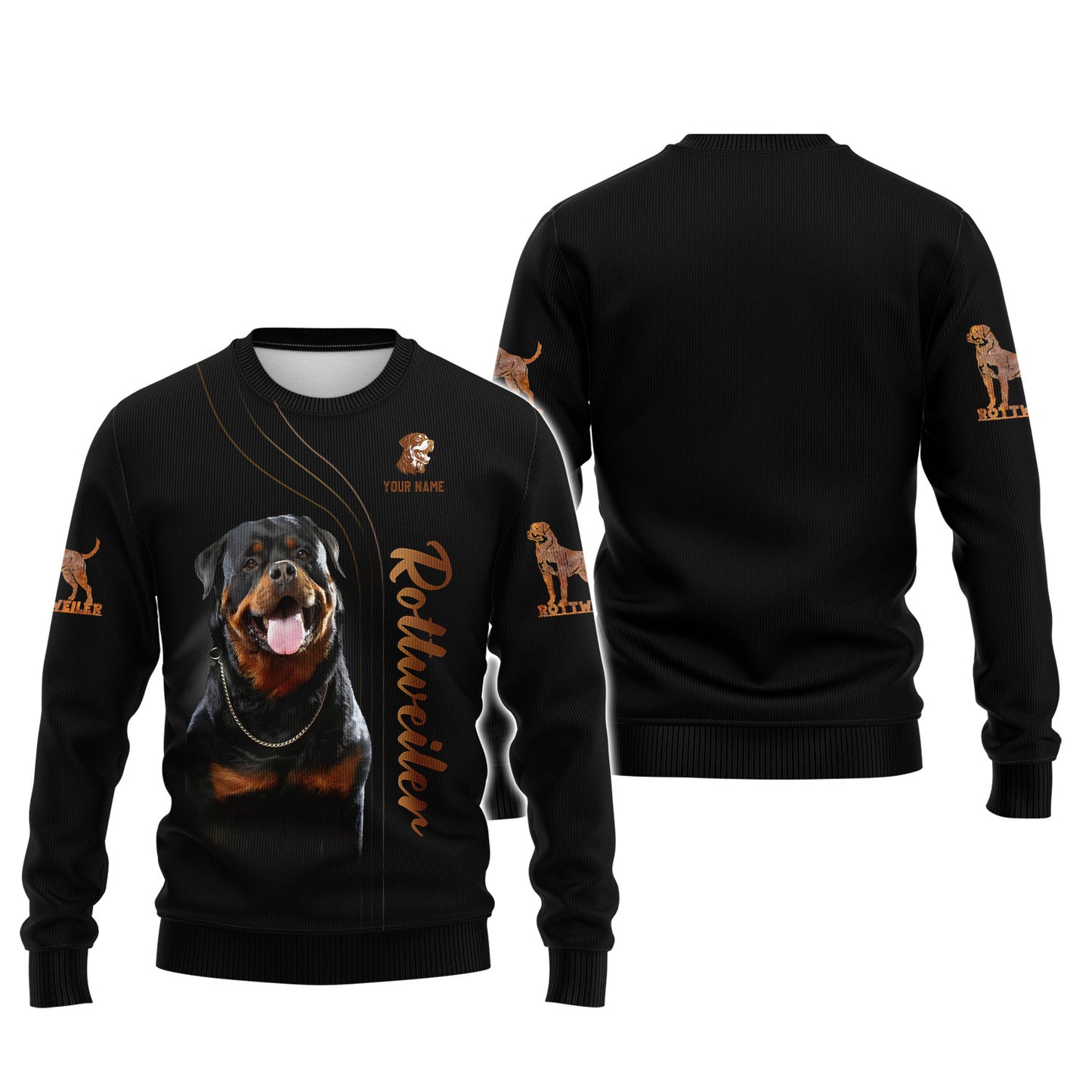 Camisetas con estampado 3D completo de perro rottweiler, regalo personalizado con nombre para amantes de los perros