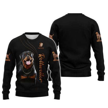 T-shirts pour chien Rottweiler à impression 3D complète, cadeau personnalisé avec nom pour les amoureux des chiens