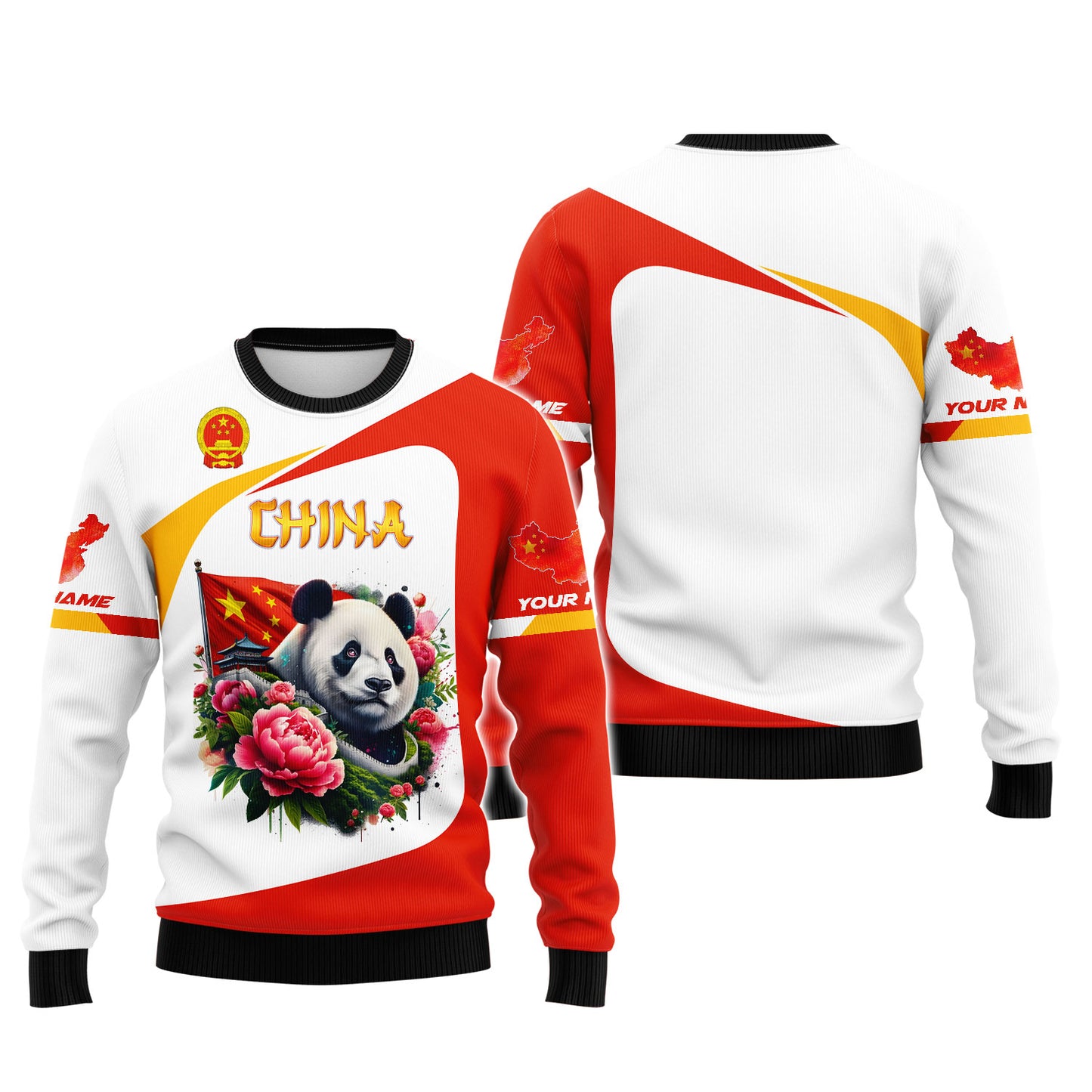 T-shirt imprimé panda en 3D avec drapeau chinois, cadeau personnalisé pour les amoureux chinois