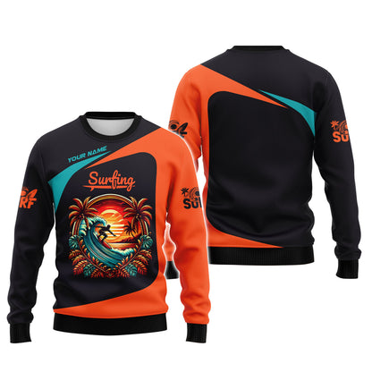 Camiseta personalizada con diseño de surf al atardecer, regalo para amantes del surf, camiseta 3D