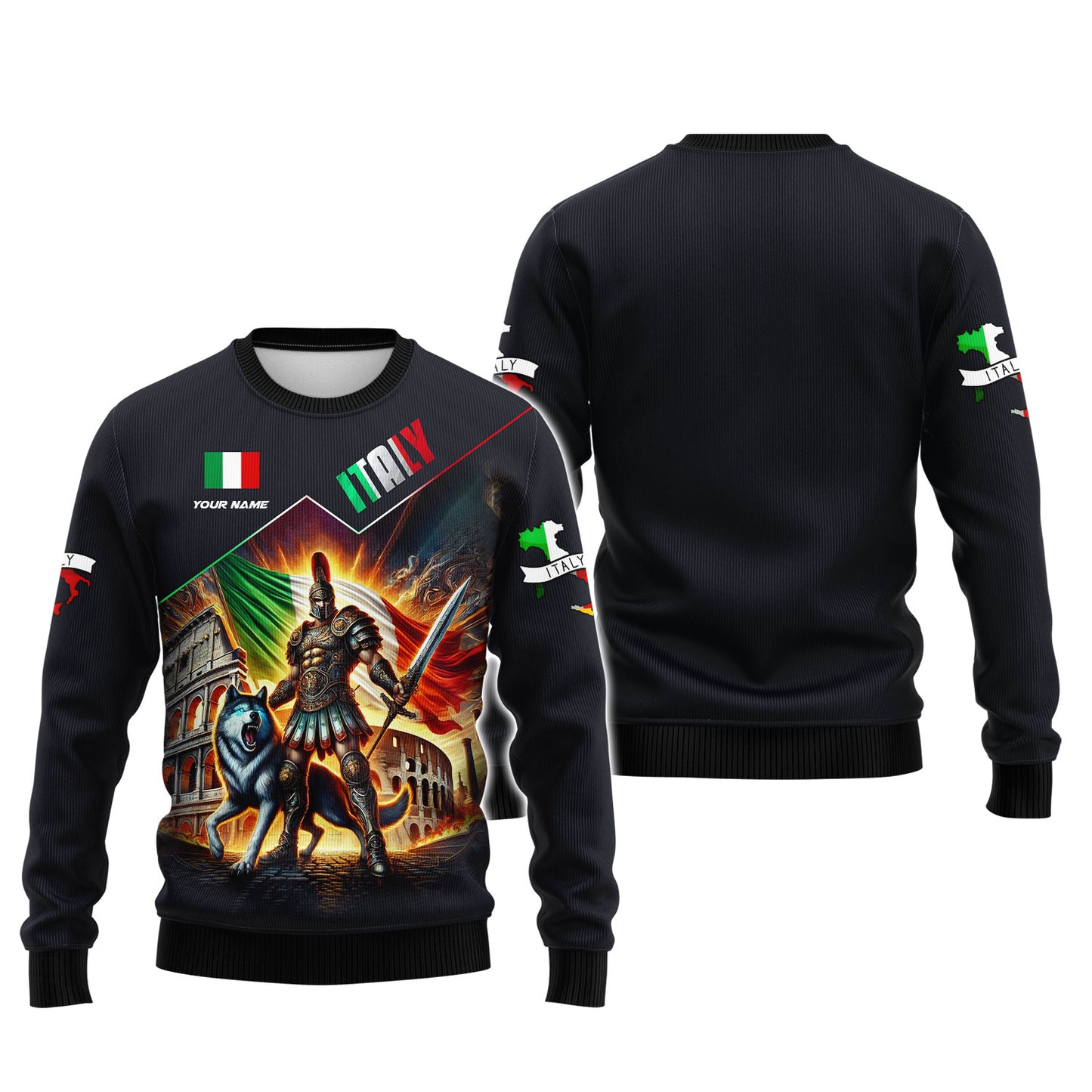 Camisetas con estampado 3D completo de Caballeros de Italia, regalo con nombre personalizado para amantes de Italia