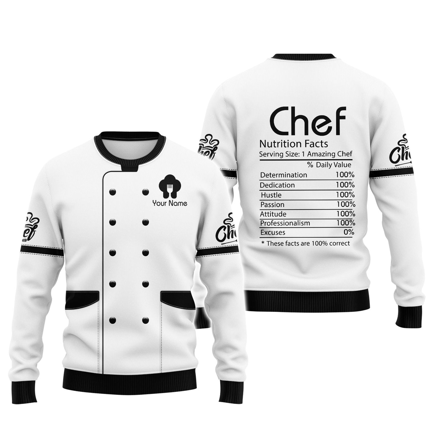 T-shirt de chef personnalisé - Informations nutritionnelles du chef