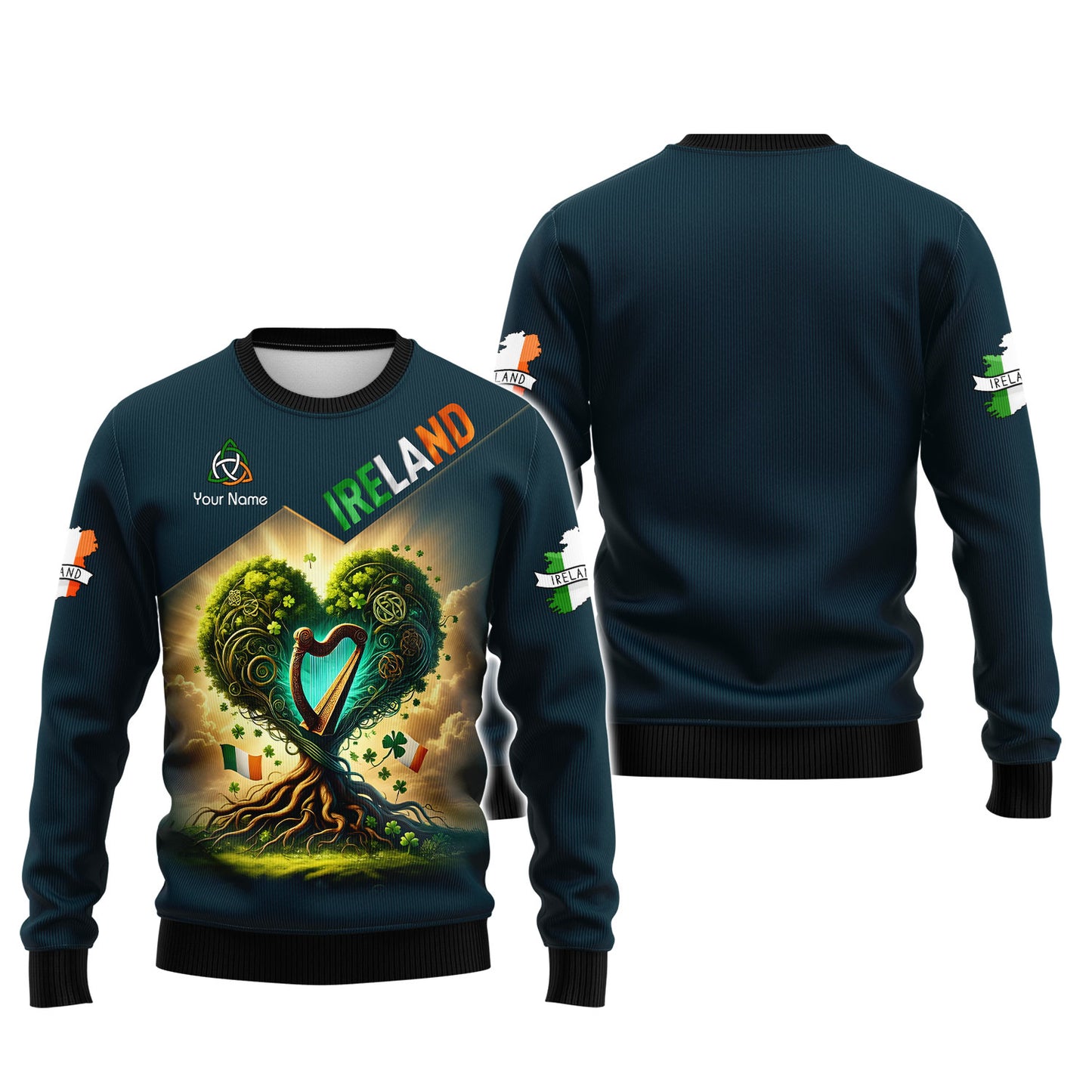 Camiseta de Irlanda con impresión 3D completa y nombre personalizado como regalo para los amantes de Irlanda