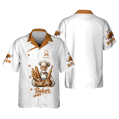 Personalized Baker Shirt – Classic Chef with Bread Basket