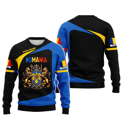 Coat Of Arms Romania Personalized Name 3D Shirt Custom Gift For Romania Lovers