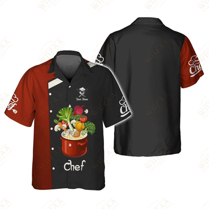 Camiseta de chef personalizada: elegante camiseta culinaria con estampado de verduras vibrantes para amantes de la comida