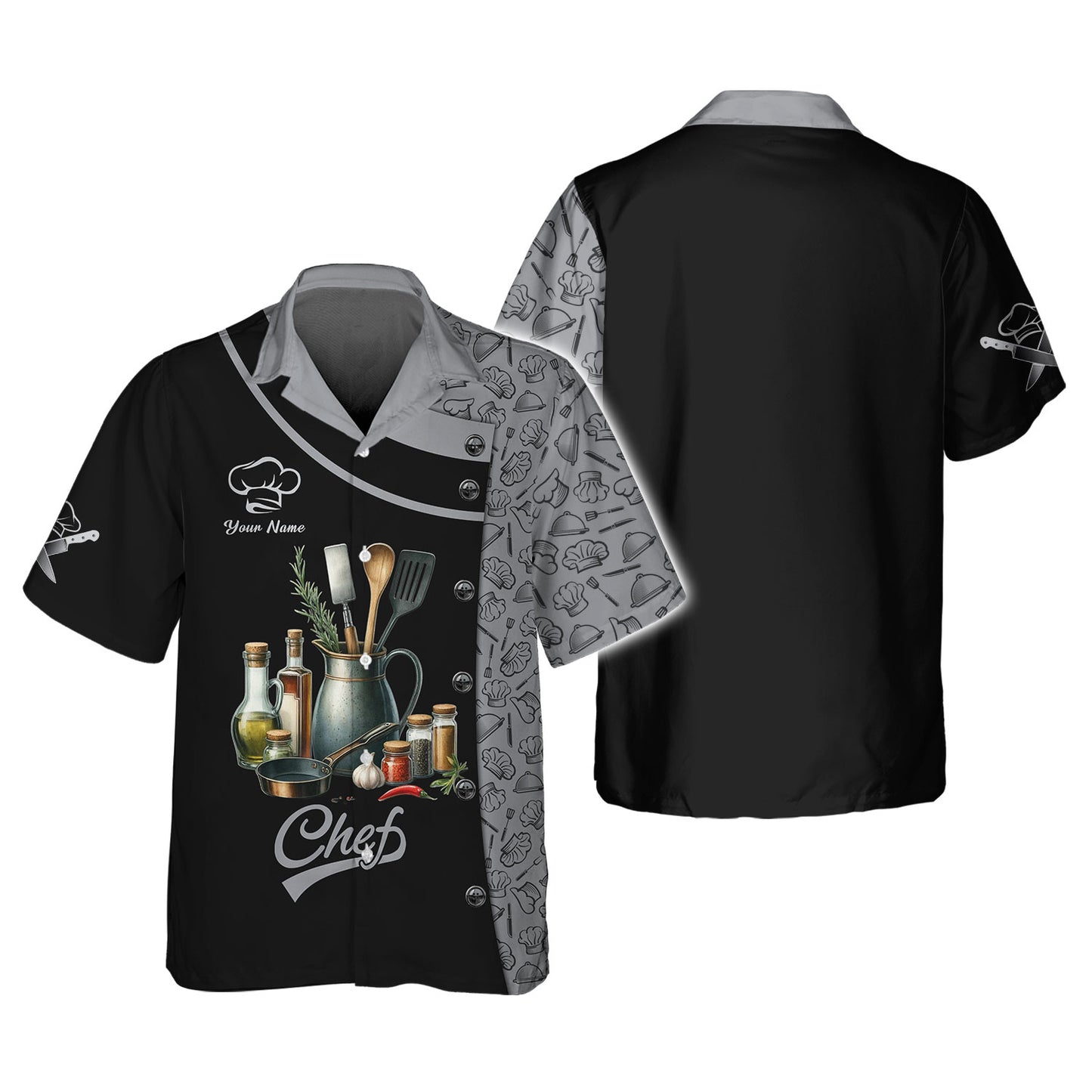 Personalized Chef Shirts - Classic Cooking Tools Design for Gourmet Chefs