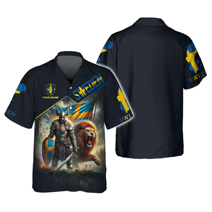 Viking Warrior With Lion Of Sweden Custom T-Shirts Gift For Swede Lovers