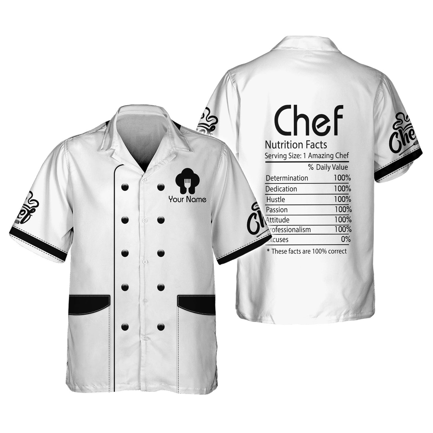 T-shirt de chef personnalisé - Informations nutritionnelles du chef