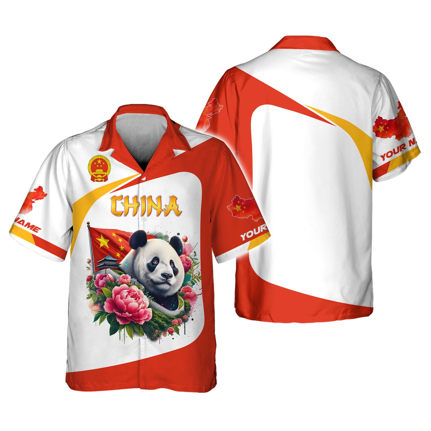 Camiseta con estampado 3D completo de panda y bandera de China, regalo personalizado con nombre para amantes chinos