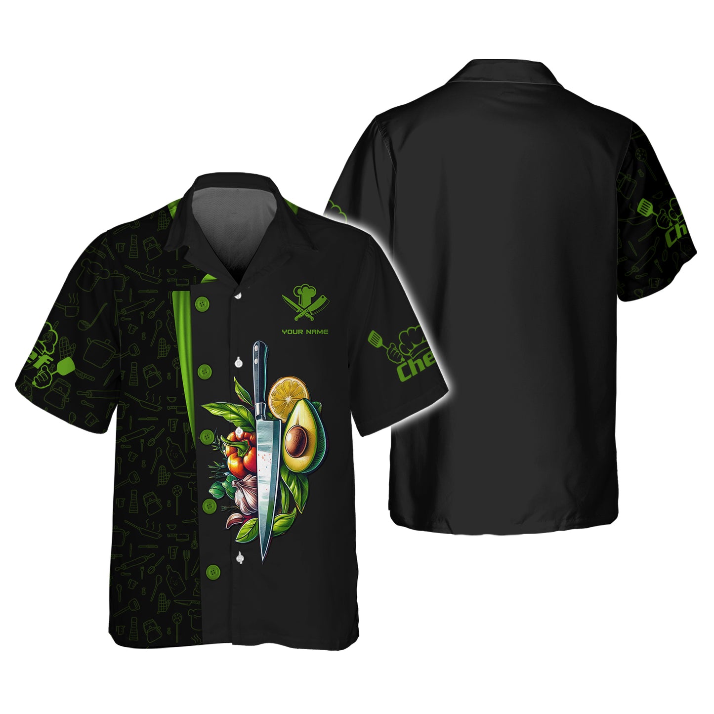 Camisetas personalizadas de chef con cuchillos unisex, camiseta de chef con cuchillo de cocina en 3D, regalo para chef