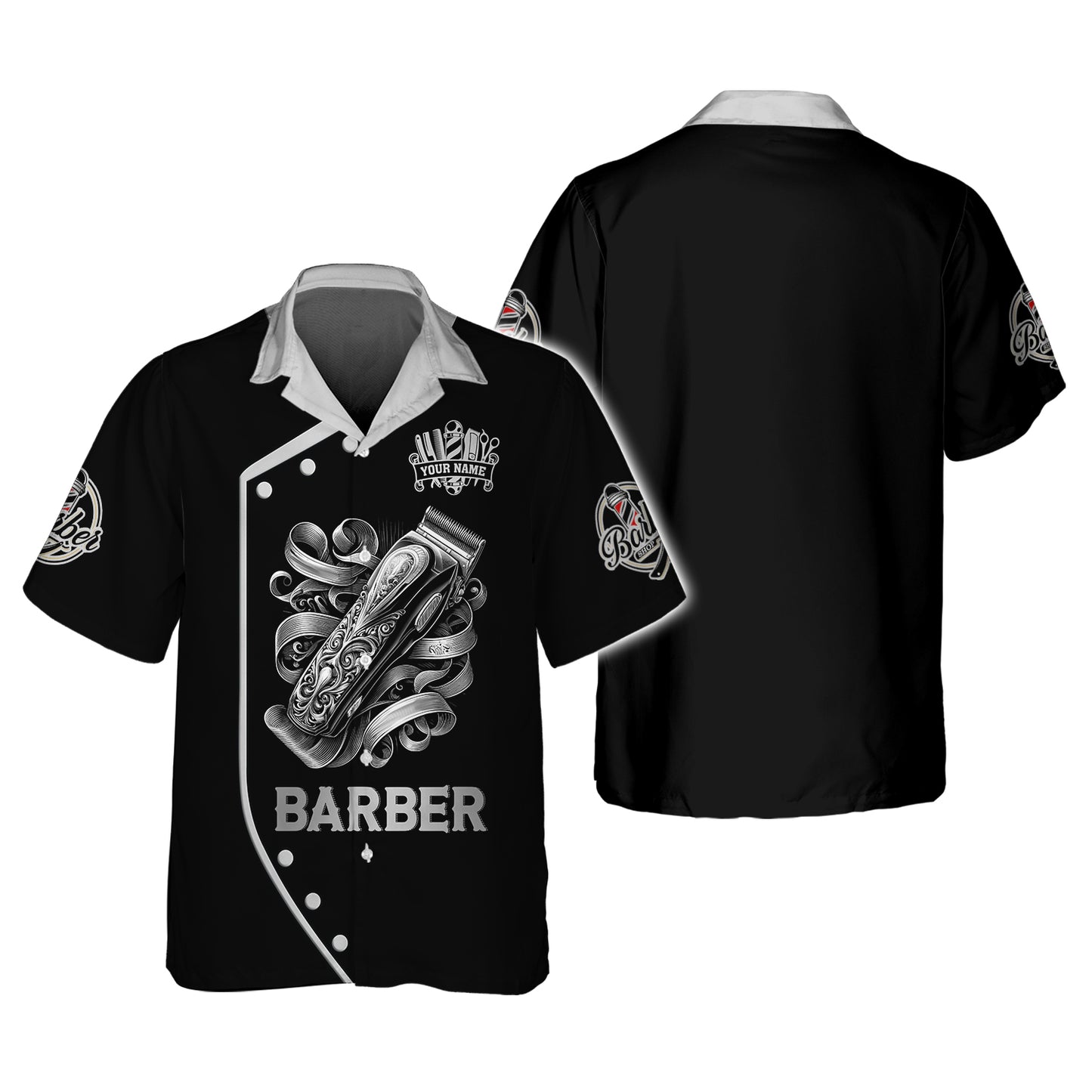 Camiseta con tatuaje 3D de cortadora de pelo, camisetas personalizadas de barbería, regalo para barbero