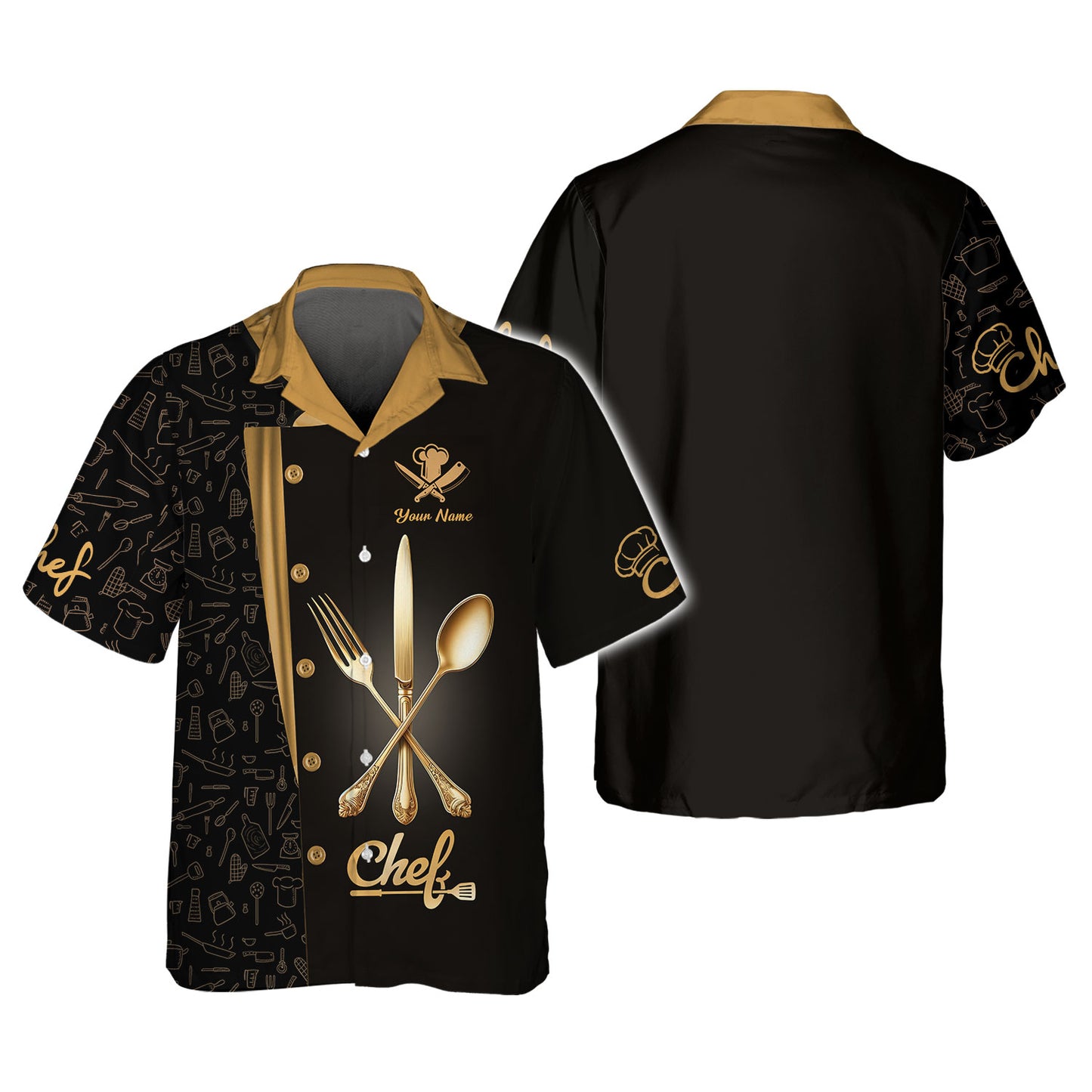 Personalized Chef Shirts - Elegant Cutlery Design for Culinary Professionals