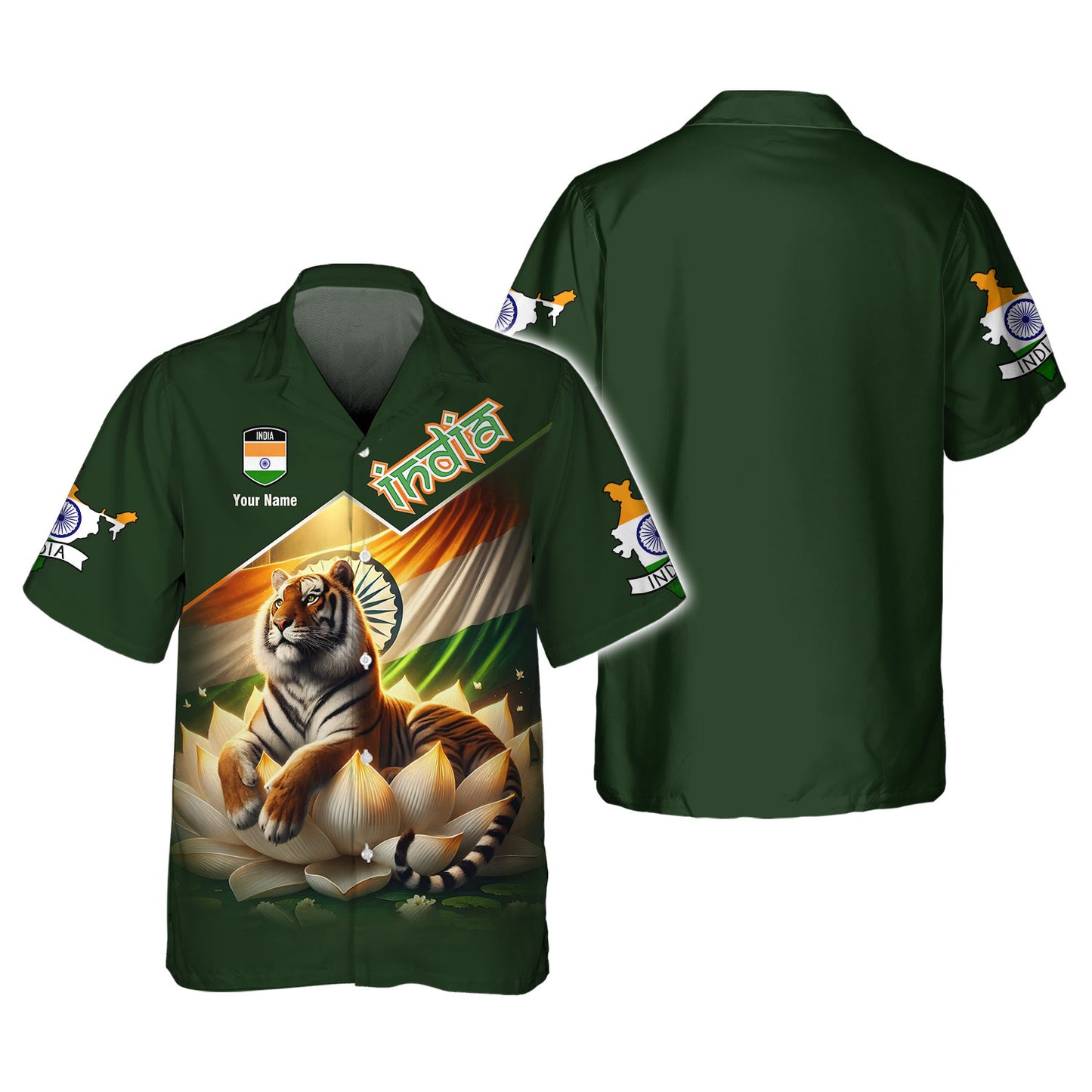 Camisetas personalizadas de la India, camiseta 3D con tigre y loto, regalo para amantes de la India