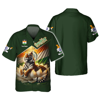 India Custom T- Shirts Tiger With Lotus 3D Shirt Gift For India Lover