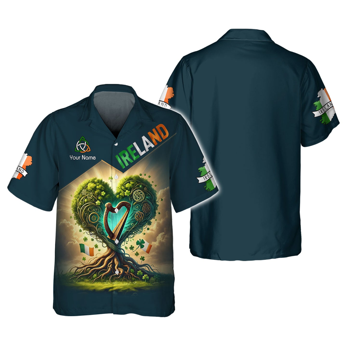 Camiseta de Irlanda con impresión 3D completa y nombre personalizado como regalo para los amantes de Irlanda