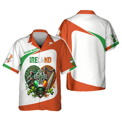 Camisetas con corazón de Irlanda con impresión 3D completa, regalo con nombre personalizado para amantes irlandeses