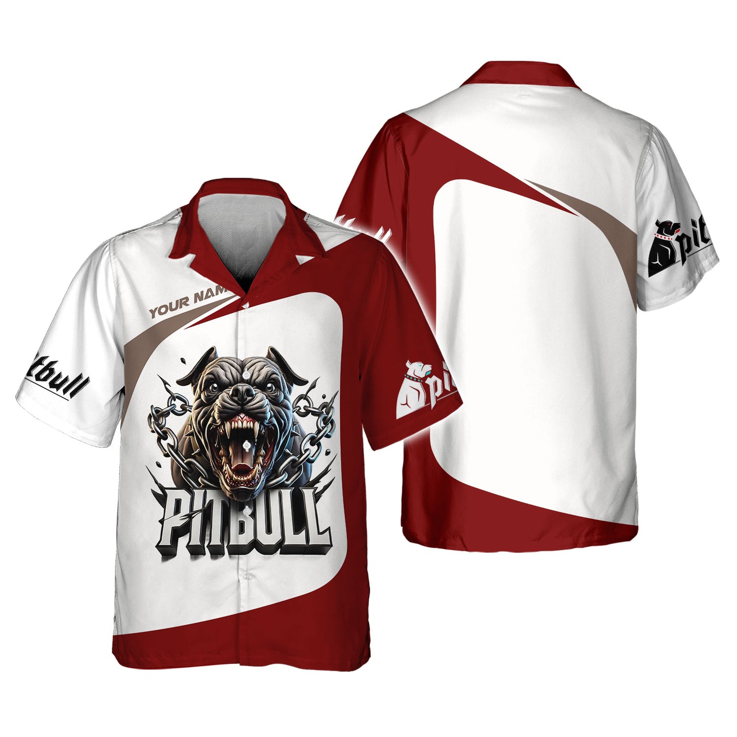 Camiseta Pitbull con colmillos afilados y estampado completo en 3D, regalo con nombre personalizado para amantes de los perros