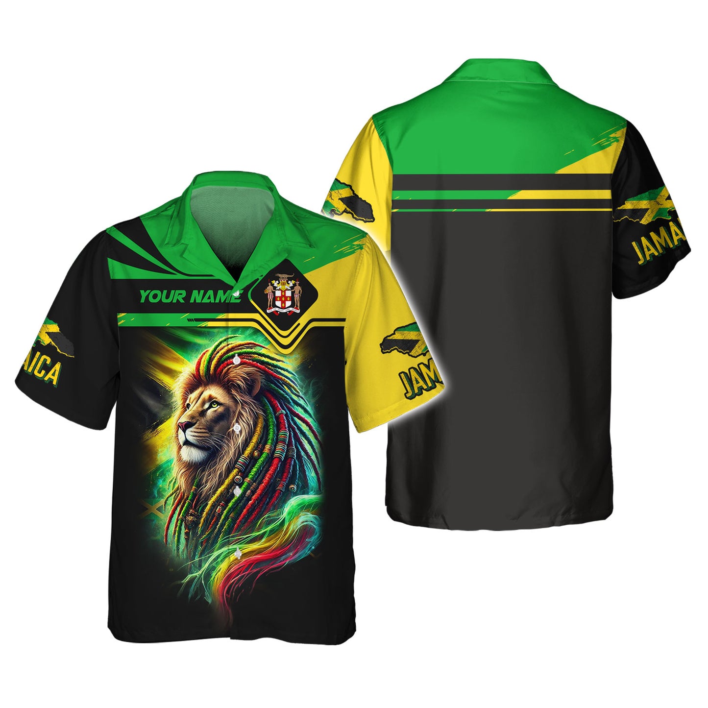 Camiseta personalizada con nombre en 3D del león de Jamaica, regalo personalizado para los amantes de Jamaica