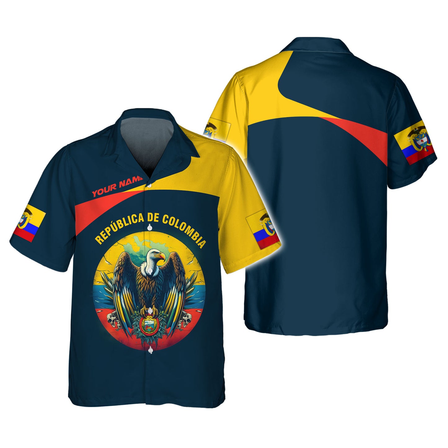 Coat Of Arms Republika De Colombia Personalized Name 3D Shirt Custom Gift For Colombia Lovers