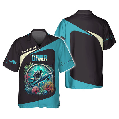 Camisetas de buceo con impresión 3D completa, regalo con nombre personalizado para amantes del buceo