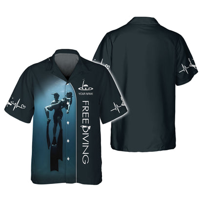 Camisetas de buceo gratuitas con impresión 3D completa, regalo con nombre personalizado para amantes del buceo