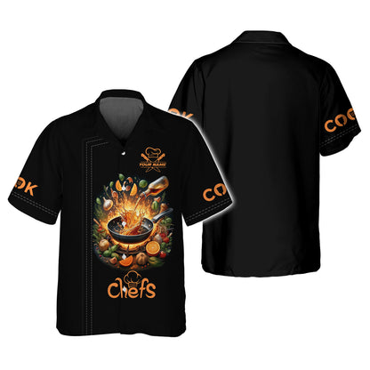 Personalized Chef Shirts - Dynamic Cooking Scene Design for Culinary Artists