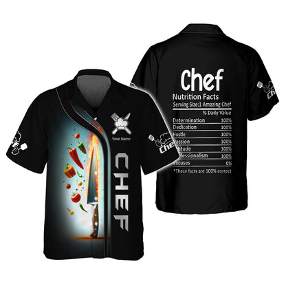 Chef's Knife And Vegetables 3D Shirts Knives Cooking Custom T-Shirt