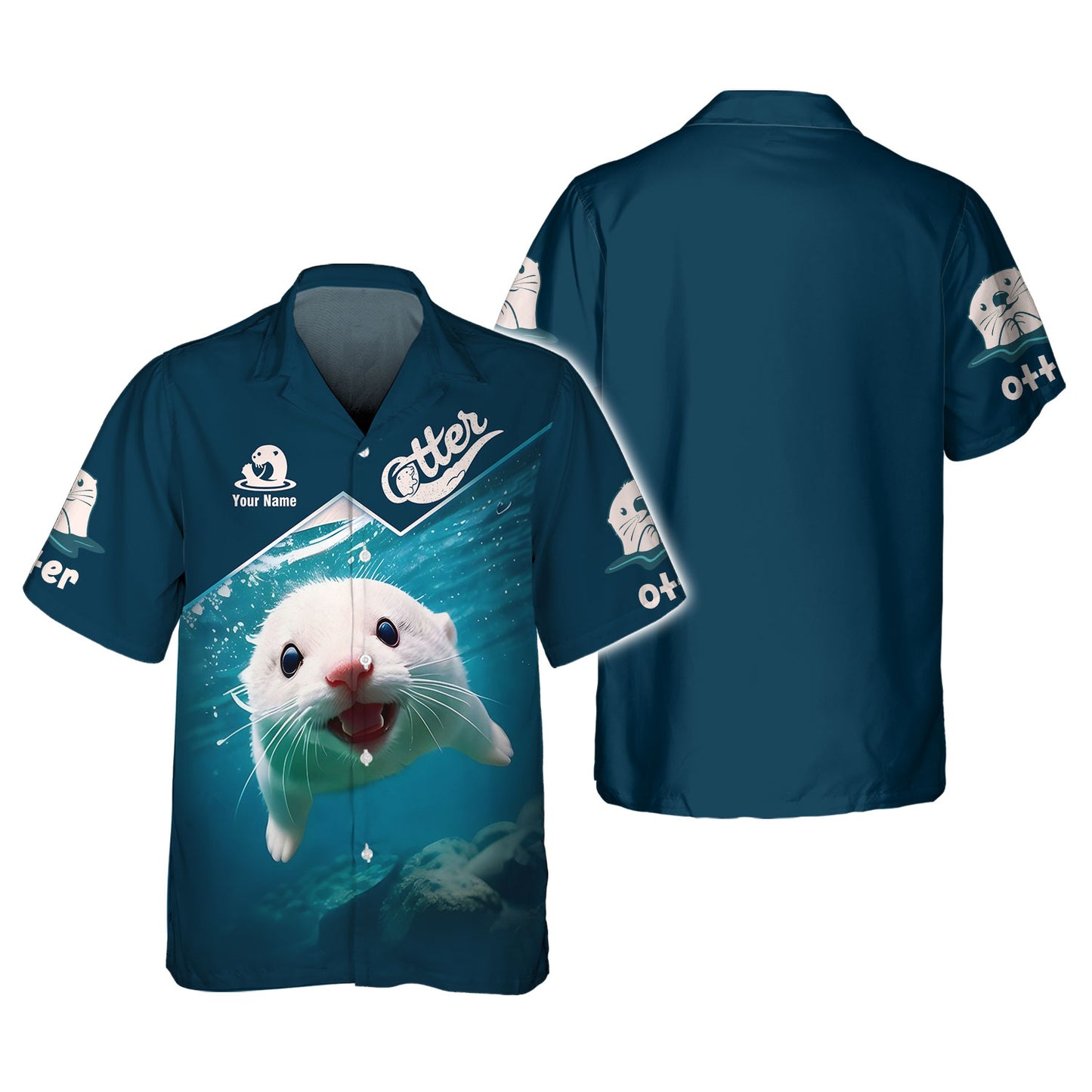 Camiseta de nutria marina con estampado 3D completo, regalo personalizado con nombre para amantes de las nutrias