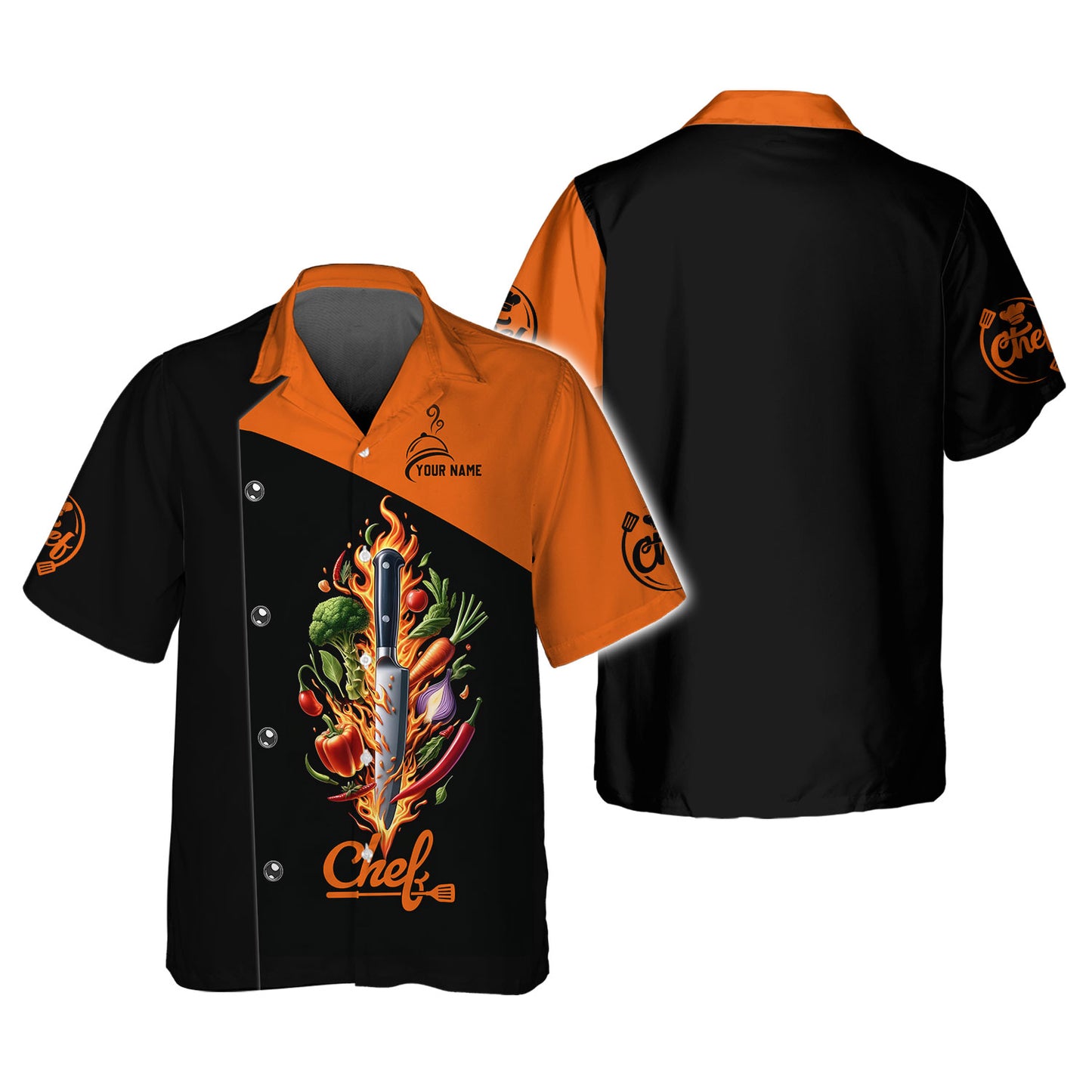 Personalized Chef Shirt – Fiery Flavors and Fresh Produce Blend