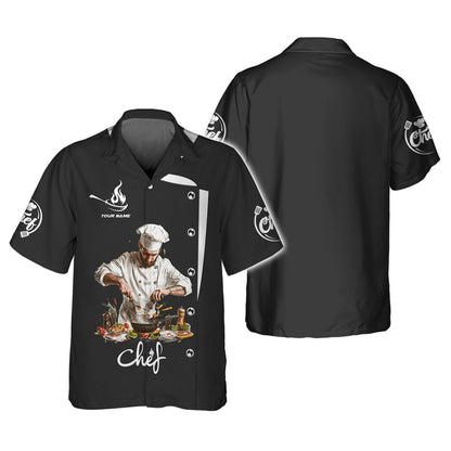 Personalized Chef Shirt – Master Chef in Action with Dynamic Kitchen Scene