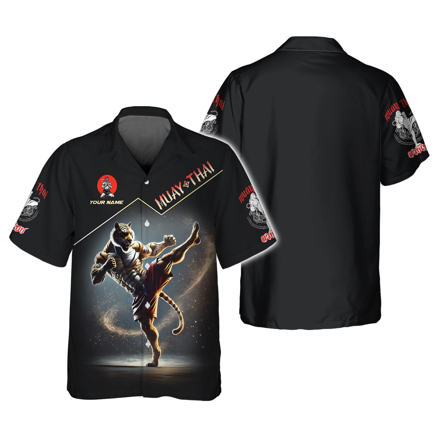 T-shirt de combattant de Muay Thai Tiger imprimé en 3D, cadeau personnalisé avec nom pour les amateurs de Muay Thai