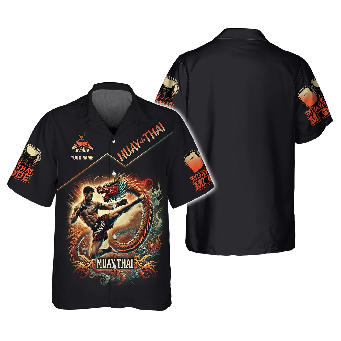 3D Full Print Muay Thai Fighter With Dragon Shirt Personalized Name Gift For Muay Thai Lovers