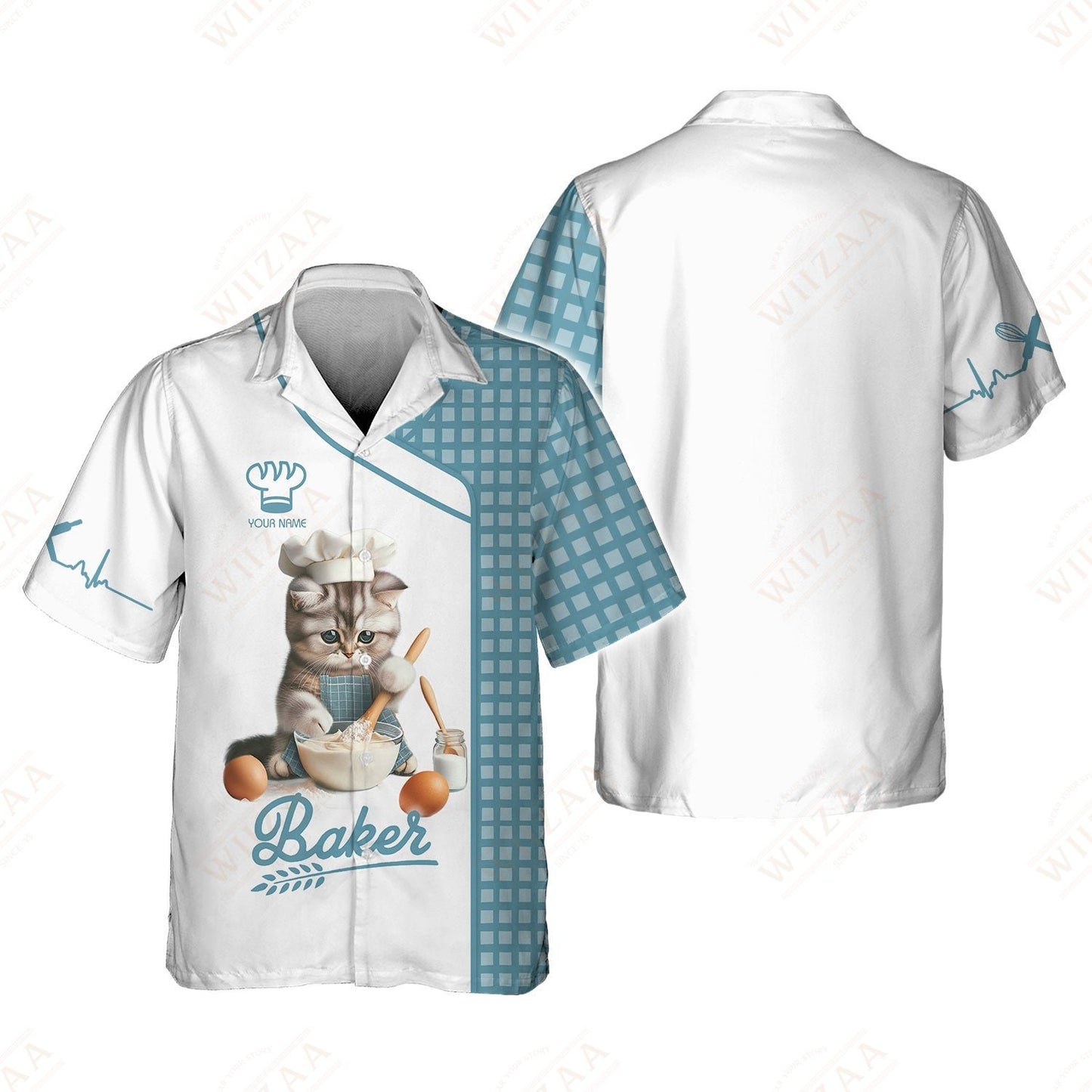 T-shirt de boulanger personnalisé - Motif de boulanger fantaisiste avec chat | Vêtements de cuisine uniques pour les amateurs de chats culinaires