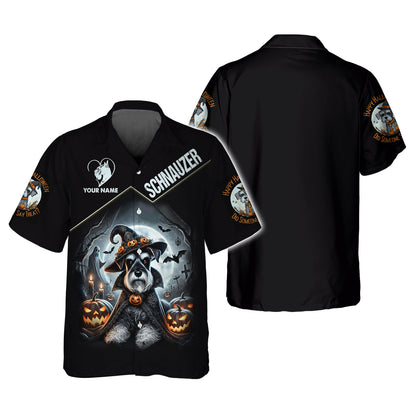 Camisetas personalizadas con nombre en 3D y mensaje de feliz Halloween Camiseta de Halloween con calabaza y pastor alemán