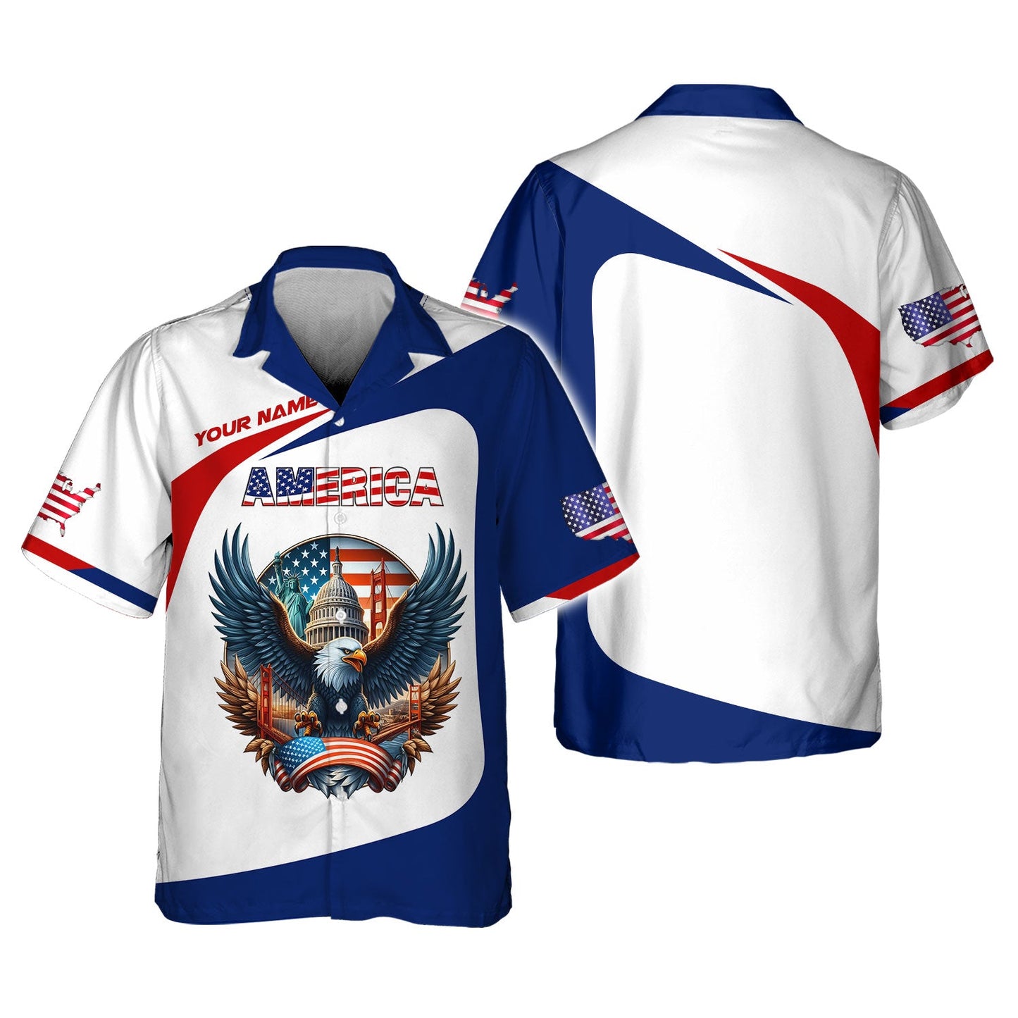 Sweat à capuche zippé, chemise unisexe, chemise américaine avec nom personnalisé, fierté américaine, t-shirt Statue de la Liberté