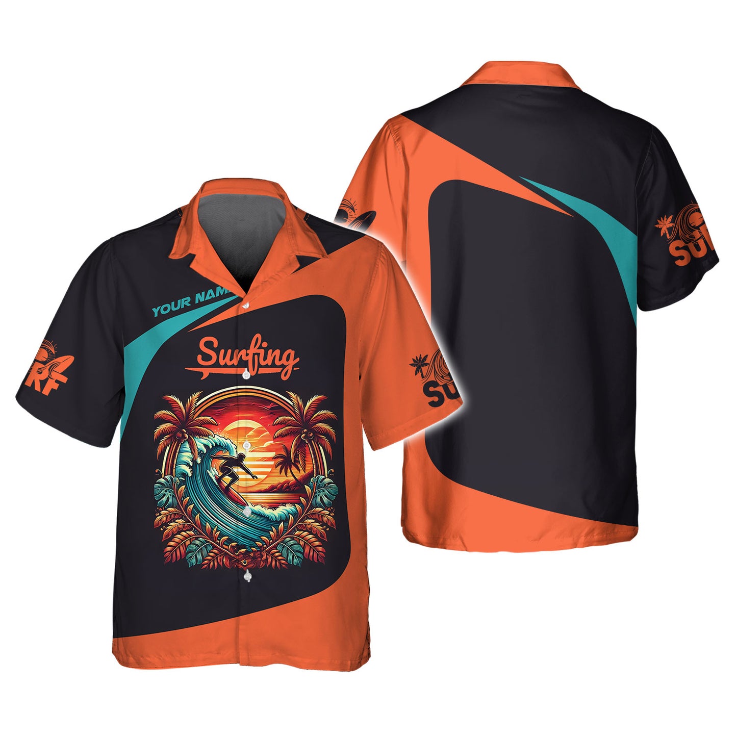 T-shirt personnalisé Surfing With Sunset Cadeau pour les amateurs de surf T-shirt 3D