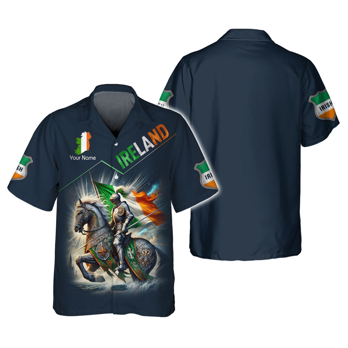 Camiseta personalizada con nombre en 3D de Knight Ireland, regalo personalizado para los amantes de Irlanda